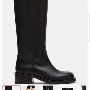 New Womens sz 9 Steve Madden RIGGS BLACK LEATHER BOOTS square shoe fashion